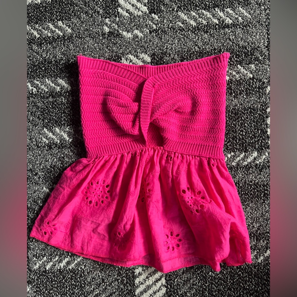 Pink eyelet top